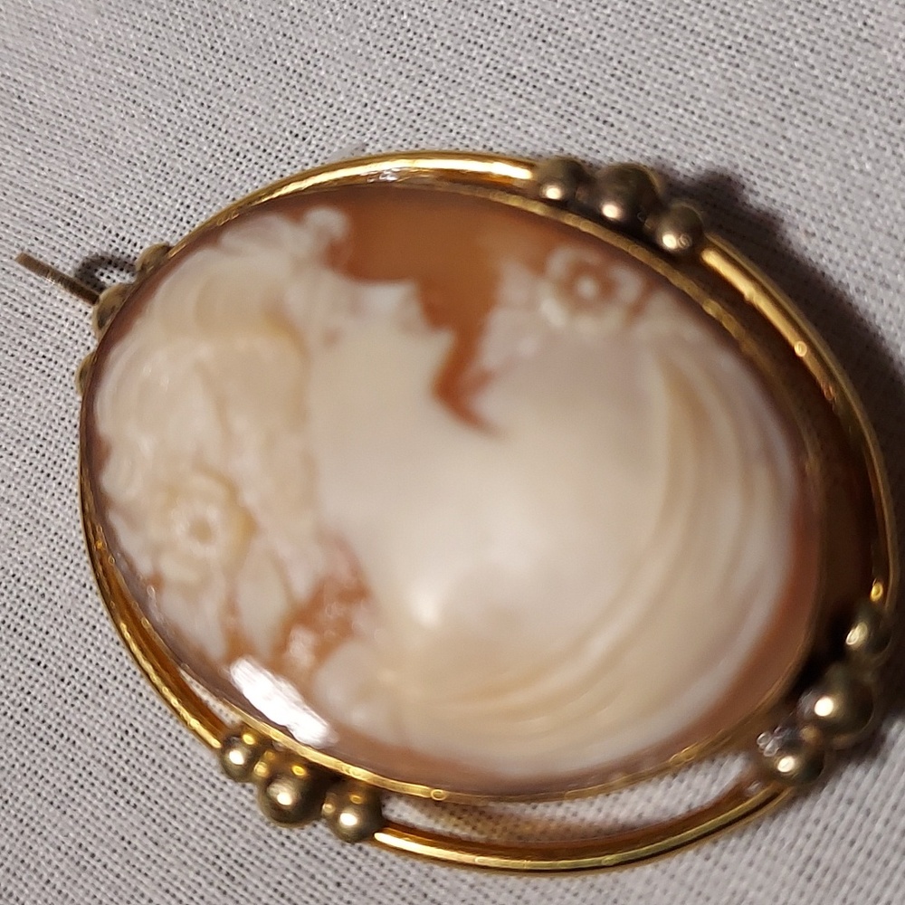 Vintage PR. ST. Co. 1/20 12K GF Cameo Pendant or Pin Hand Carved Shell Woman - Picture 5 of 10